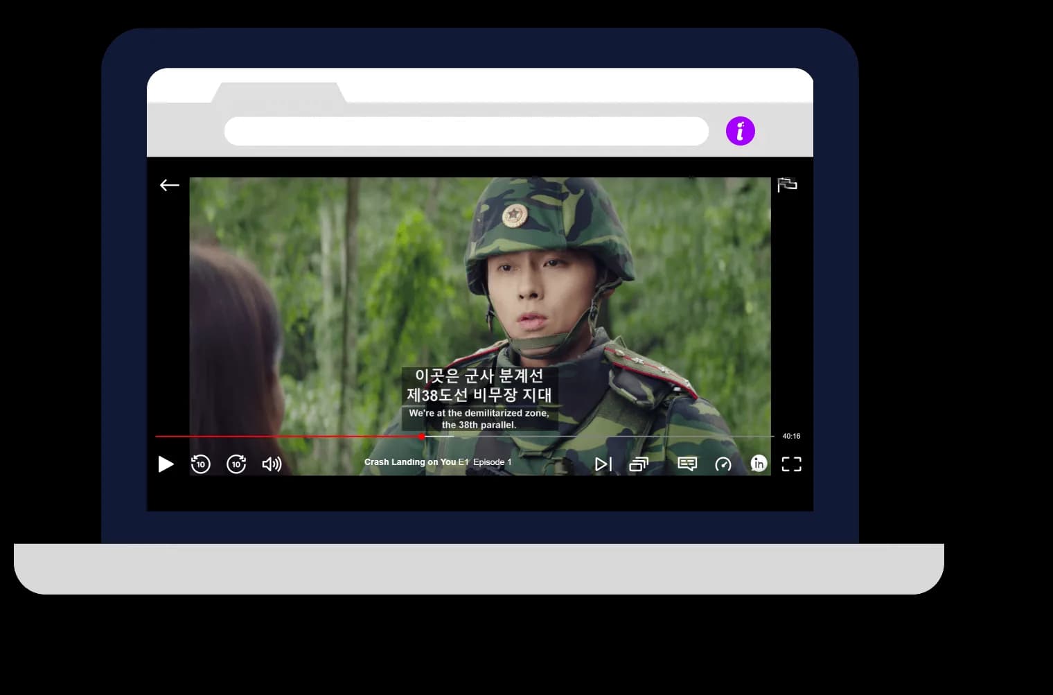 Netflix playing a Korean drama with both Korean and English subtitles displayed simultaneously by Inkah